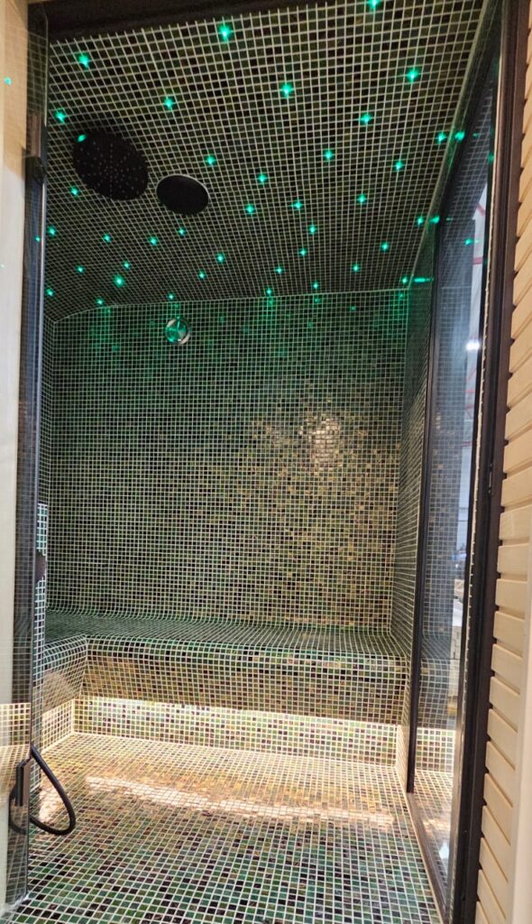 Detail of the KUUT Steam outdoor steam sauna by Nordik Wellness